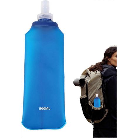 Gourde de sport 500 ml, souple et pliable à accès rapide, pour coureurs, cyclistes, randonneurs, salle de sport et voyages adultes (1/5)