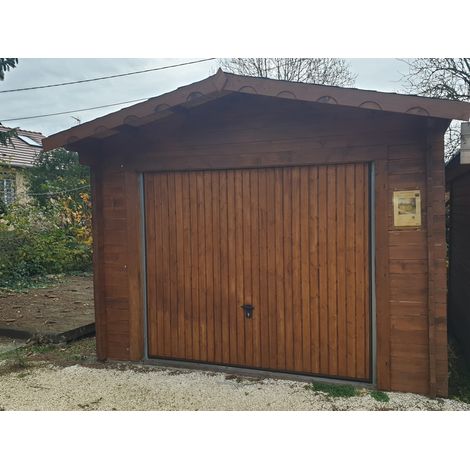 HABRITA Porte battante double pour garage bois - épicéa massif 40 mm - ferrures traditionnelles