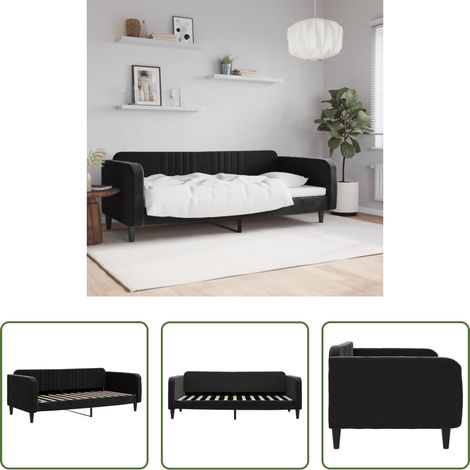 Sofa-Bett - Tagesbett Schwarz 90x200 cm Samt (1/5)