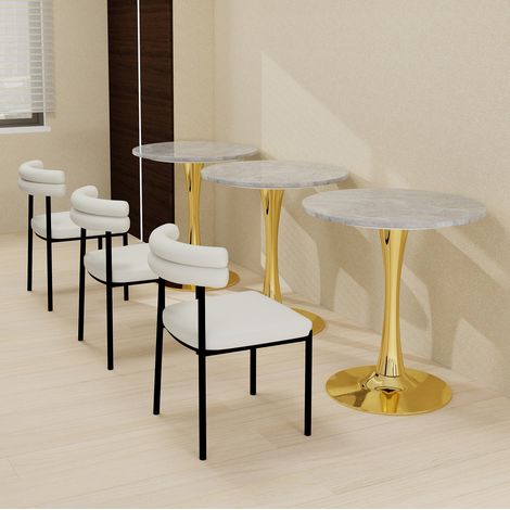 Mesa de centro 77.5x77.5x15.5 cm dorada en mármol artificial con diseño minimalista y patas altas (1/5)