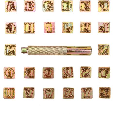 Ensemble de poinçons en métal de 13 mm, design vintage, alphabet, 26 lettres, outil de découpe pour loisirs créatifs (1/5)