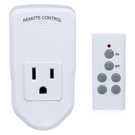 Prise de courant sans fil avec télécommande, adaptée aux lampes, ventilateurs, guirlandes lumineuses, petits appareils électroménagers, longue distance, blanc, 10A/1200W, 1 télécommande + 1 prise (san