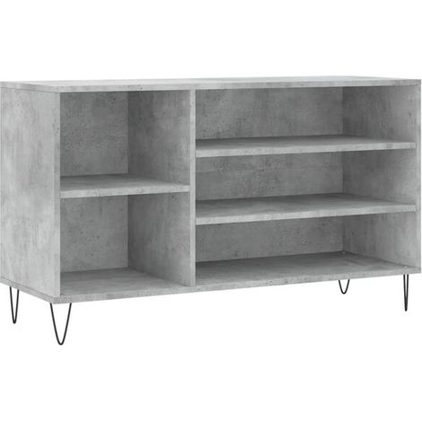 Meuble à chaussures, gris ciment, 102x36x60 cm, bois d'ingénierie. (1/5)