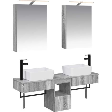 Ensemble d'armoire de salle de bain 5 pcs Sonoma gris vidaXL (1/5)