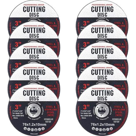 10 Pièces 76 mm disques de coupe pour meuleuse d’angle, pour coupes précises et rapides de l’aluminium, du métal, du bois, de l’acier et du fer, disques pour professionnels et bricoleurs (1/5)