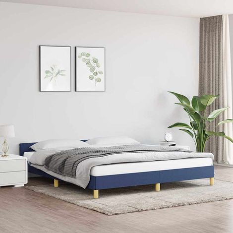 Lit adulte avec tête de lit Cadre de lit Lit Grand Bleu 160x200 cm Tissu FR30620 (1/5)