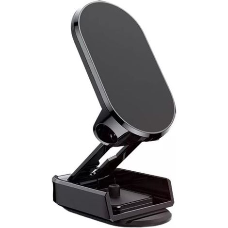 Support magnétique pliable pour téléphone de voiture, support magnétique universel, rotatif à 360°, support magnétique pour tableau de bord (noir) (1/4)