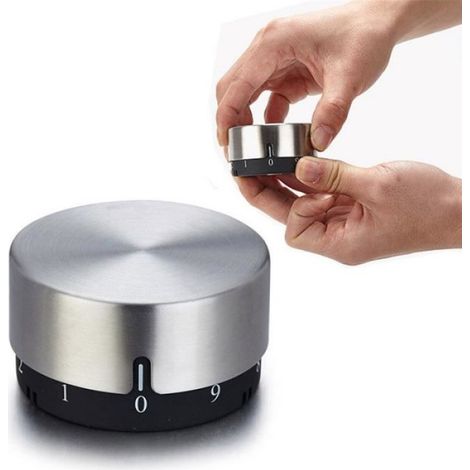 Minuteur Mécanique - Acier Inoxydable - 10 Minutes - Cuisine - 1 Pièce (1/4)
