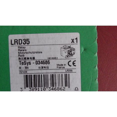 LRD35 : 30 - 38A RELAIS THERMIQUE SCHNEIDER OVERLOAD