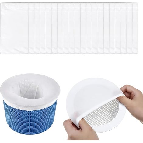 Lot de 20 chaussettes de skimmer de piscine, sac en filet, chaussettes filtrantes pour piscine, nettoyage haute performance, sac filtrant, chaussettes, panier de skimmer fin, filet de filtration (1/5)