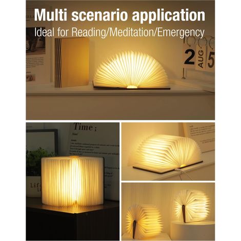 Lampe de lecture en bois de 14,9 cm environ - Lampe de lecture LED portable et pliable pour la lecture, la décoration de la maison et de la bibliothèque, pour les amoureux des livres, veilleuse magnét (1/4)