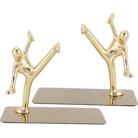 Set mit 2 dekorativen Buchstützen aus Edelstahl, Kung-Fu-Mann-Form, Metall-Finish, für Regale im Büro oder Zuhause, originelle Dekoration (1/5)