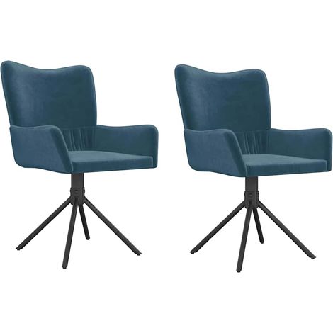 vidaXL Sillas de comedor giratorias 2 uds terciopelo azul (1/2)