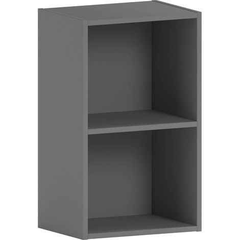 Oxford 2 Tier Cube Bookcase Shelving Storage Unit, Grey (1/5)