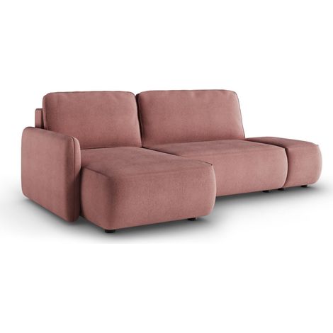 Sofá Cama con Chaise Longue Rezzo, Almacenaje, Reclinable, Cojines Desenfundables, 229x148 cm Rosa