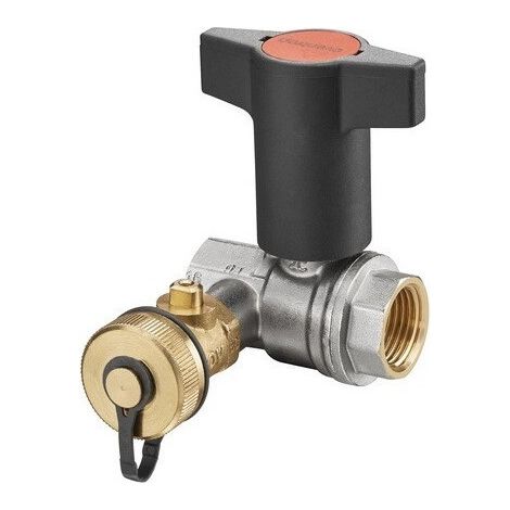 OVENTROP Robinet à boisseau sphérique avec poignée à genouillère en plastique Optibal avec filetage intérieur PN 16, avec robinet à boisseau sphérique de vidange DN 15, G 1/2, laiton, 1697804