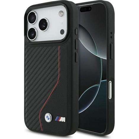 Coque MagSafe BMW M Carbon Line & Logo pour iPhone 17 Pro rouge (1/5)