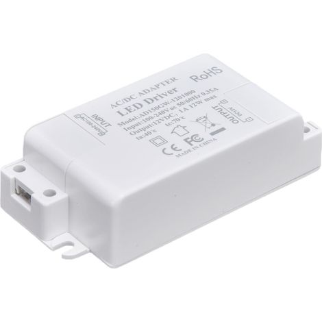 Transformateur d'alimentation pour LED, AC 100-240 V / 0,35 A, DC 12 V / 1 A, 12 W, pour G4, MR11 et MR16 (1/5)