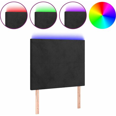 Maison Exclusive - Cabecero con luces LED terciopelo negro 90x5x1 (1/5)