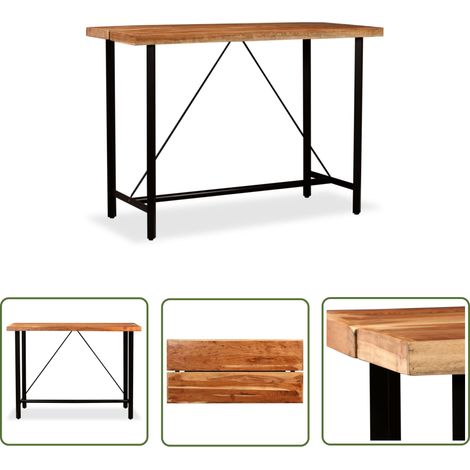 The Living Store Table de bar Bois massif d'Acacia 150x70x107 cm - Table De Bar - Table Industrielle - Table Acacia - Meubles De Salle À Manger - Mobilier Design (1/5)