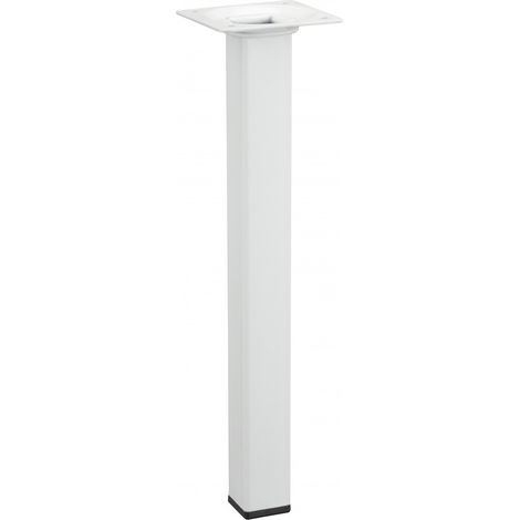 Hettich – Pied de meuble table basse carré – Acier époxy blanc – Fixation à vis – Charge 50kg – Hauteur 25cm