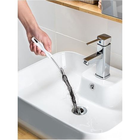 Lot de 2 brosses de vidange flexibles pour évier, tuyau élastique, paille de nettoyage avec poignée, déboucheur de canalisations de cuisine, nettoyeur de fil de salle de bain, toilettes, dragage, tige