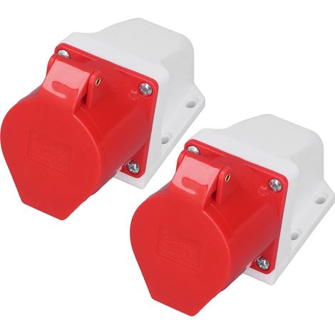 Lot de 2 prises industrielles 5 broches étanches IP44, triphasées, montage en surface, 32 A, 220-380 V ou 240-415 V (1/5)