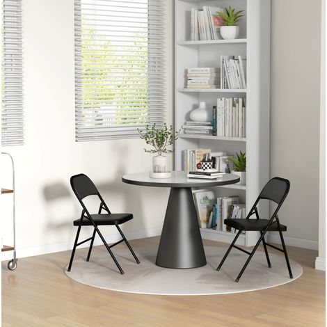 Lot de 2 chaises pliantes en cuir synthétique noir, structure métal, 45 x 46 x 78 cm (1/5)