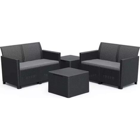 Keter Set 2 Sofas + 2 Aufbewahrungstische 144x64x74, 55x55x42 (1/2)