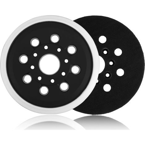 Patin de Ponçage 125 mm - 1 Pièce - Plastique et Caoutchouc - 8 Trous - Pour Ponceuse Bosch GEX (1/5)