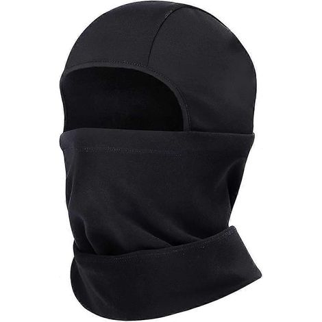 Cagoule chauffe-visage thermique en polaire, masque facial et casque intégrés, coupe-vent, chaude, doublure élastique avec cordon de serrage au cou, masque de ski d'hiver, cagoule moto (1/5)