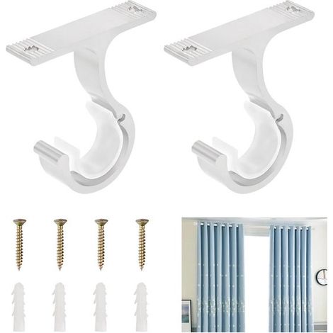 Ensemble de supports de tringle à rideaux (2 pièces) - Supports de fixation au plafond réglables en alliage d'aluminium pour rideaux de 20 à 28 mm. (1/5)