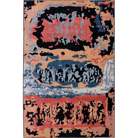 Tapis noir abstrait indoor outdoor effet relief confortable - 228 x 340 cm (1/5)