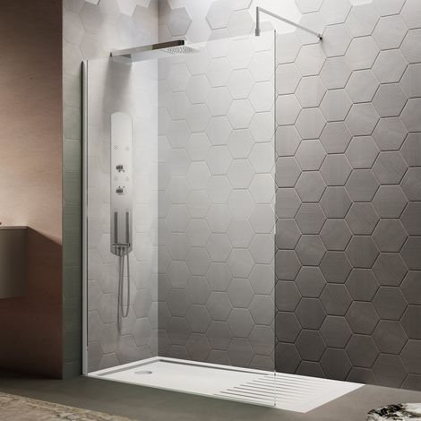 Hudson Reed Wet Room Screen with Support Bar 760mm Wide - 8mm Glass (1/5)