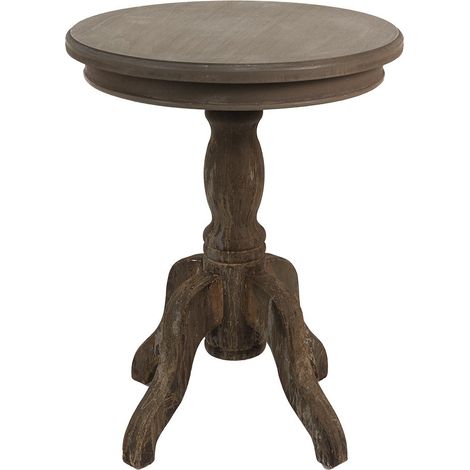 Table d'appoint ronde en bois marron bout de canapé style rustique Ø 50 x 65 cm - PANGIVO (1/3)