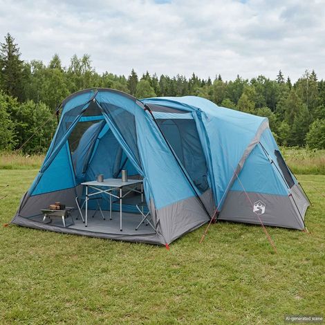vidaXL Tente de cabine avec auvent résistante à l'eau 10 personne Bleu (1/5)