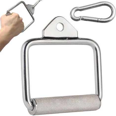 Maniglia a D di livello professionale, portata 400 kg, impugnatura antiscivolo, acciaio di alta qualità, maniglia girevole, adatta per Cable Fly, accessorio fitness indispensabile. (1/5)