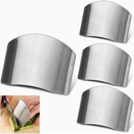 Protège-Doigts - Acier Inoxydable - Pour Coupe Fruits Légumes - Protection Main Cuisine - Lot de 4 (1/5)