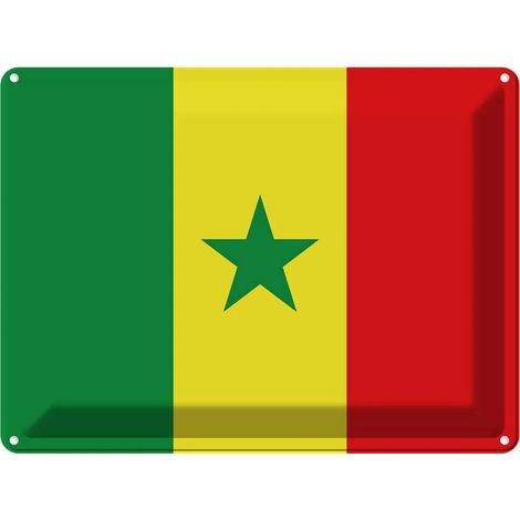 Plaque métallique 30x40 cm Drapeau du Sénégal, armoiries (1/5)