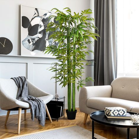 Jardinière, en bambou, vert, 180 cm, pour maison et usage quotidien, format pratique, style moderne et facile à associer