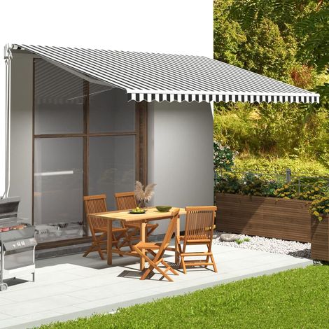 Tissu de remplacement pour auvent-Toile de rechange pour auvent Anthracite et blanc 5x3 m (1/5)