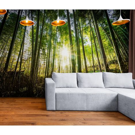 Papier Peint Japonais - Forêt de Bambous Lumineuse - 500 x 270 cm (1/2)