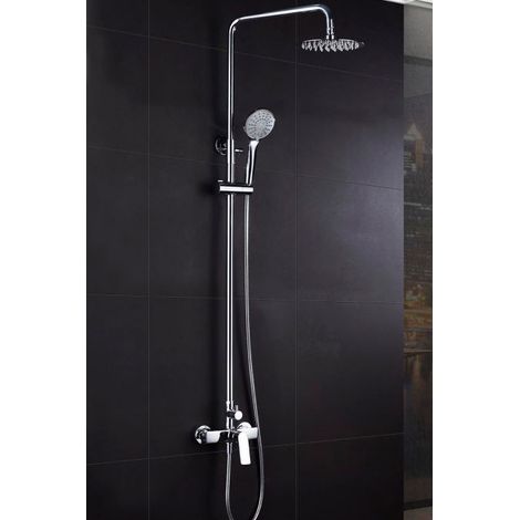 IMEX Colonna doccia miscelatore cromata in acciaio e ottone con asta estensibile inox 95-133 cm soffione extrapiatto Ø20 cm anticalcare cartuccia ceramica 25 mm maniglia a 3 posizioni flessibile 1 (1/3)