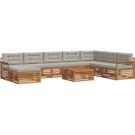 Conjunto de sofás de exterior 9 uds. Gris Natural y Claro vidaXL (1/5)