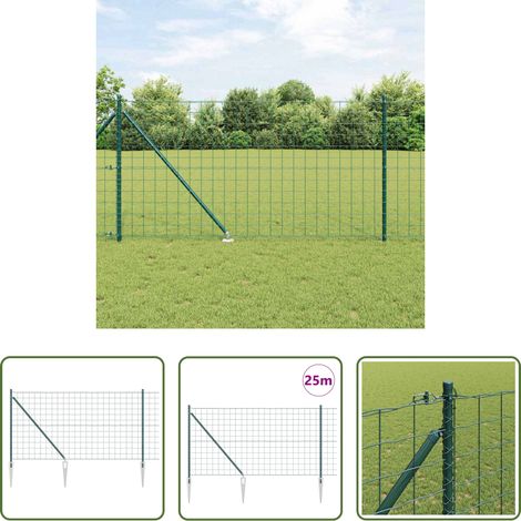 vidaXL Clôture en acier -  Clôture avec poteau Vert 1 x 25 m Acier (1/5)