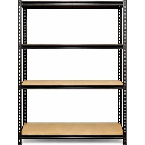 Étagère 4 niveaux noire 120x60x180cm - Charge 300kg par étagère - Acier & MDF (1/5)