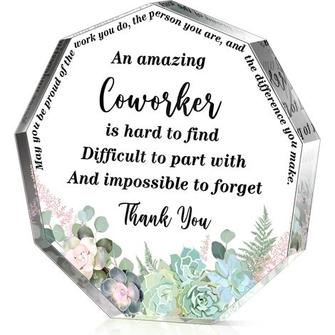Plaque acrylique remerciement collègue – Cadeau appréciation femme Noël, présent départ inspirant pour collègue, employée, infirmière, professeur, déco bureau et maison - 10x10x1cm (1/5)