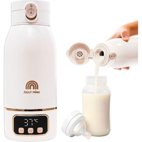 Chauffe Biberon Nomade Sans Fil 500 ml - Édition Dorée Premium - Chauffe Eau & Lait Maternel – Inox Sans BPA – Idéal Nuit, Voiture & Voyage - Brosse offerte- Nettoyage 65°C