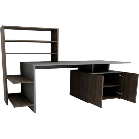 Scrivania in legno "Melis" - 146 x 60 x 128 cm - Noce antracite