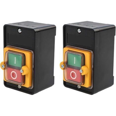 BUNTHAUS Lot de 2 interrupteurs à bouton-poussoir 10 A 220 V étanche à la poussière pour perceuse d'établi et projets de bricolage